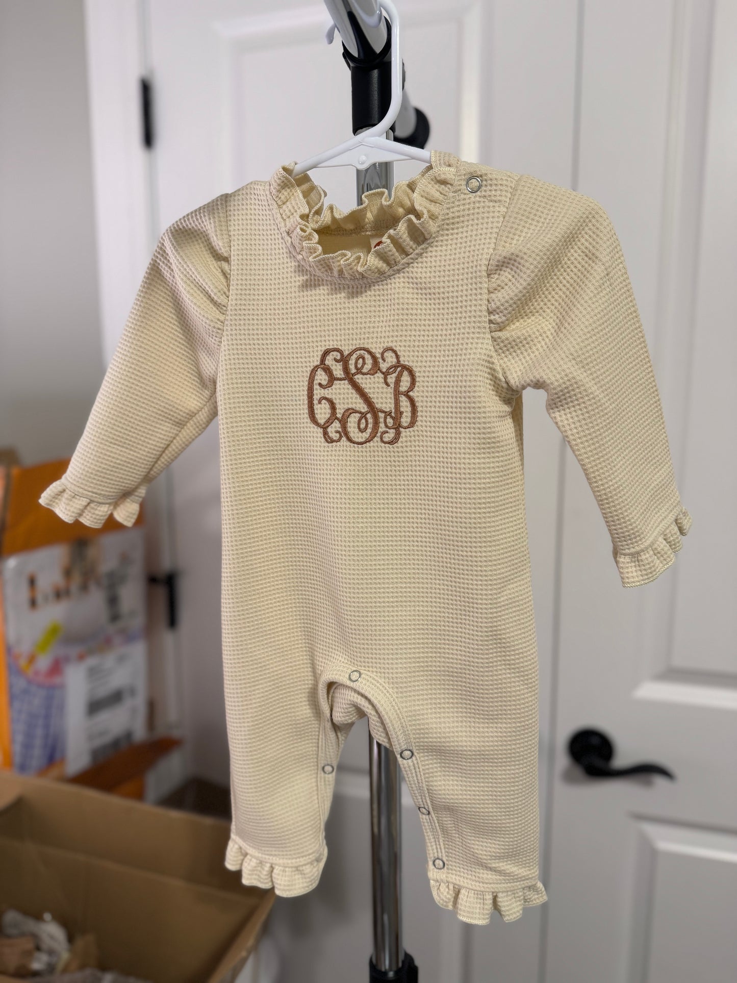 RTS: Waffle Knit Ruffled Romper