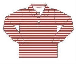 RTS: Boy’s Red/White Striped Santa Long Sleeve Polo Shirt