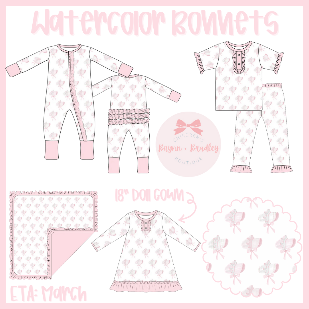 RTS: Girl’s Watercolor Bonnets Bamboo Short Sleeve Pants Set
