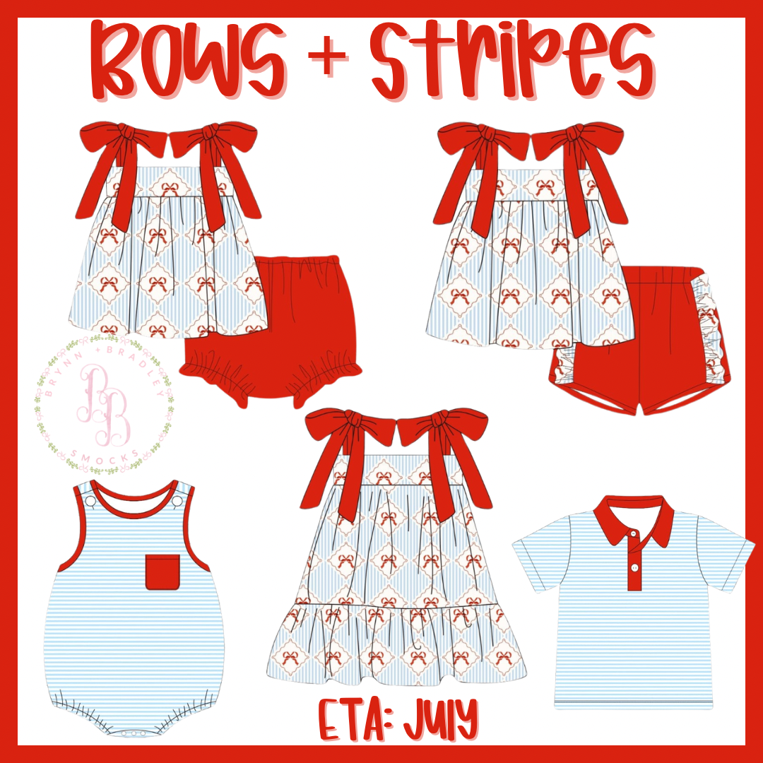 RTS: Bows + Stripes Girl Diaper Set
