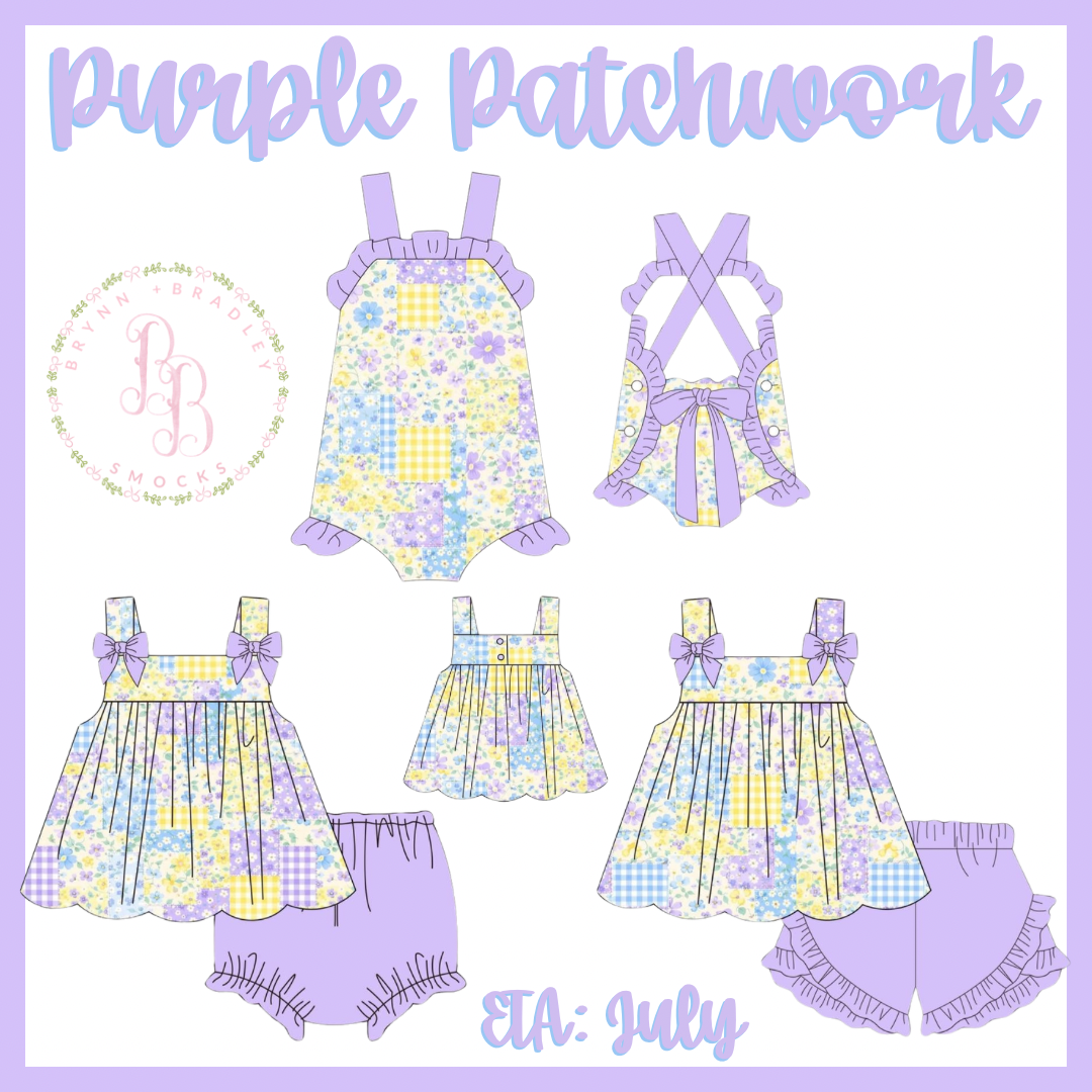 RTS: Purple Patchwork Girl Shorts Set
