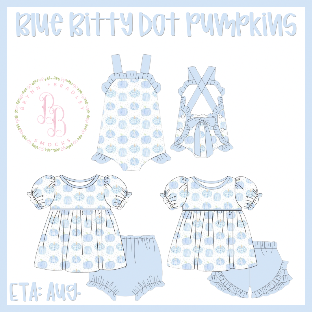 RTS: Blue Bitty Dot Pumpkins Girl Diaper Set