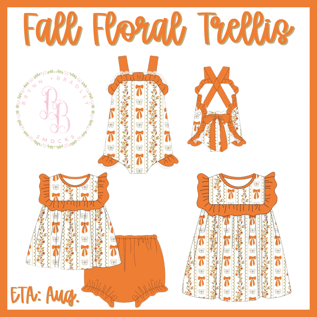 RTS: Fall Floral Trellis Girl Diaper Set