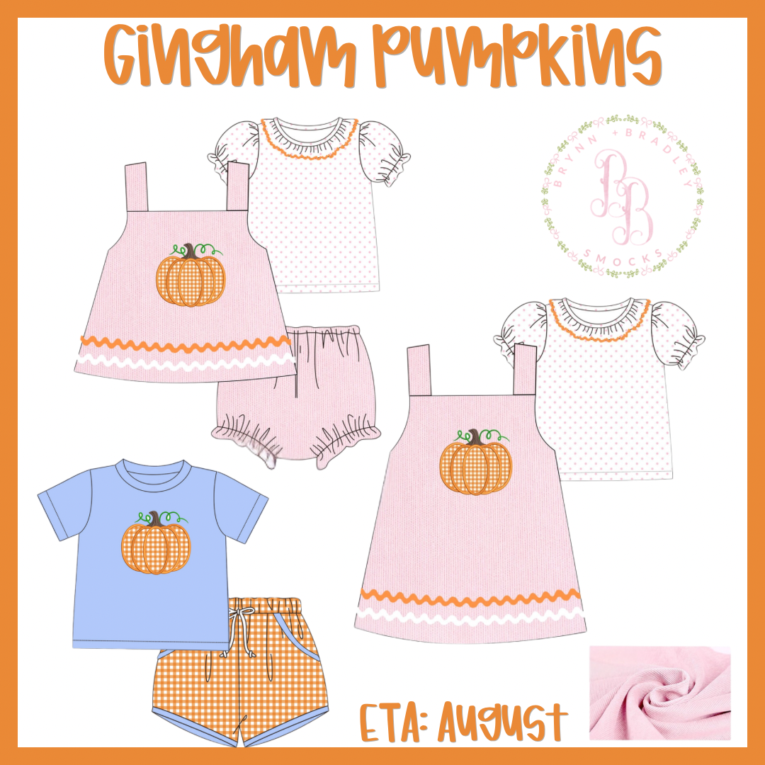RTS: Gingham Pumpkins Girl Diaper Set