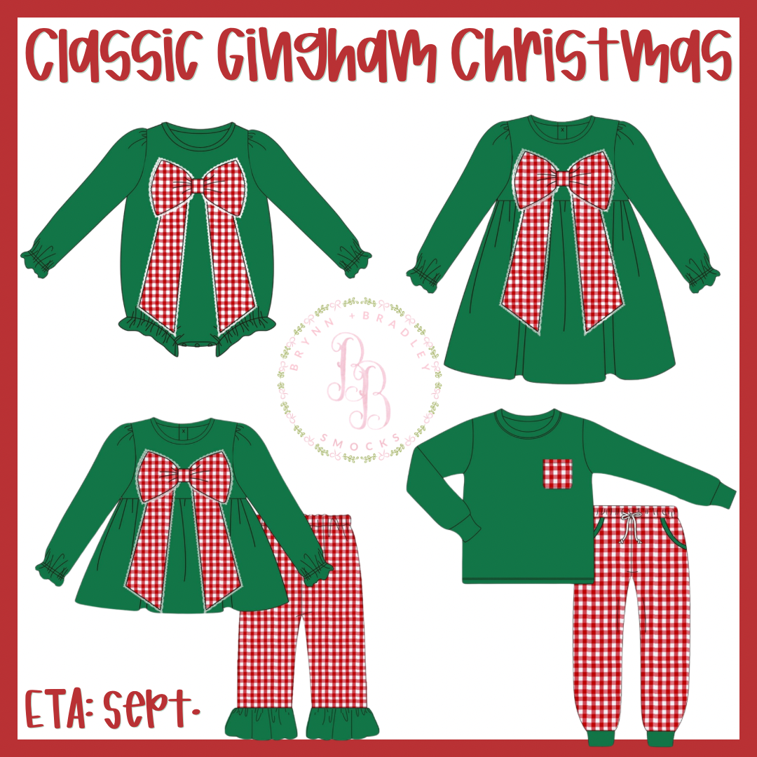 RTS: Classic Gingham Christmas Girl Pants Set