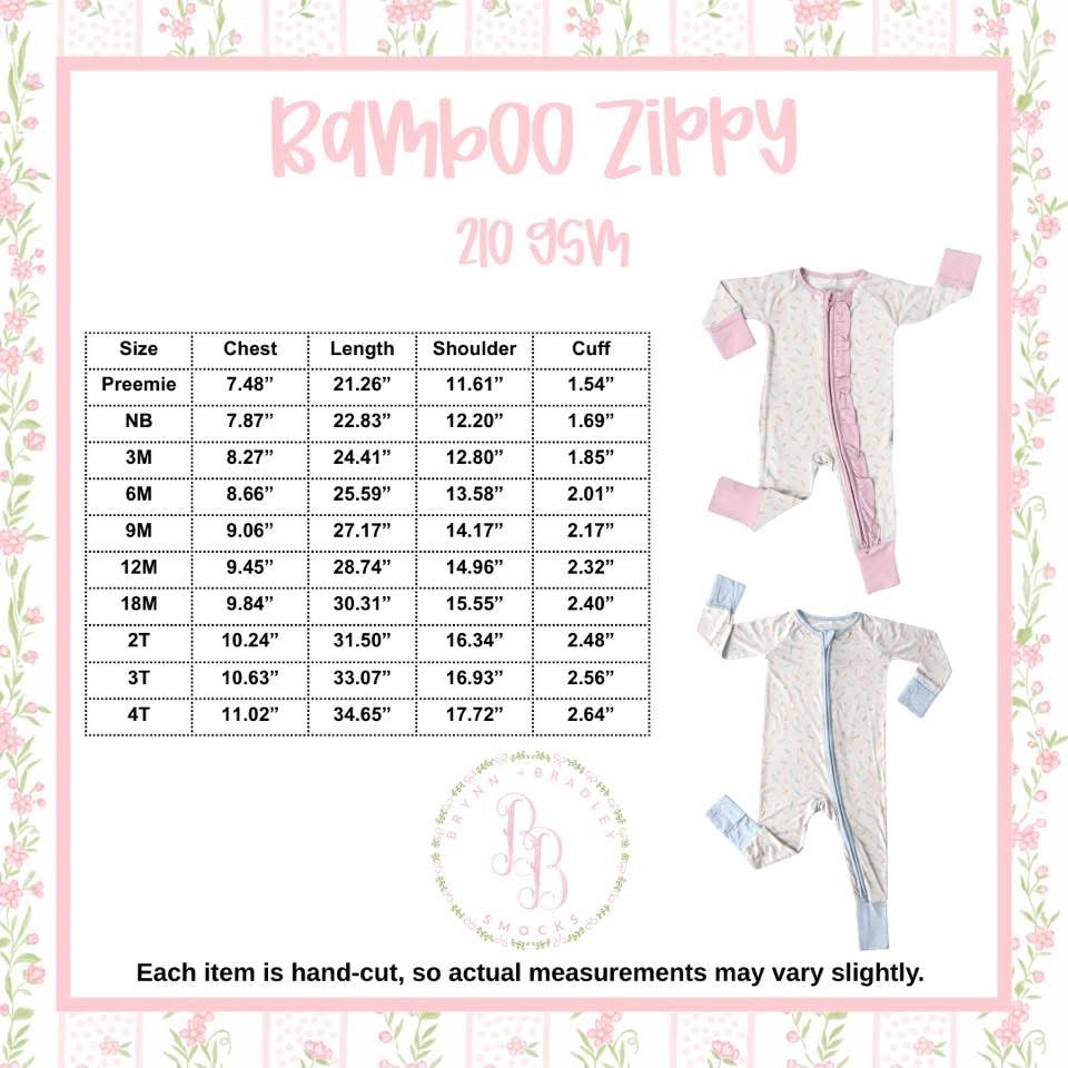 RTS: Tulips + Bows Bamboo Ruffle Zippy