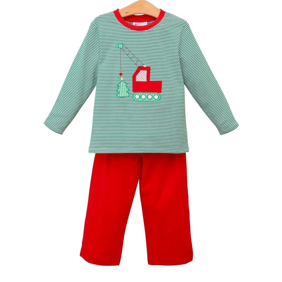 RTS: Boy’s Christmas Crane Pants Set
