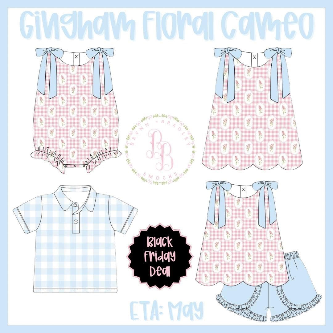 RTS: Girl’s Gingham Floral Cameo Bubble