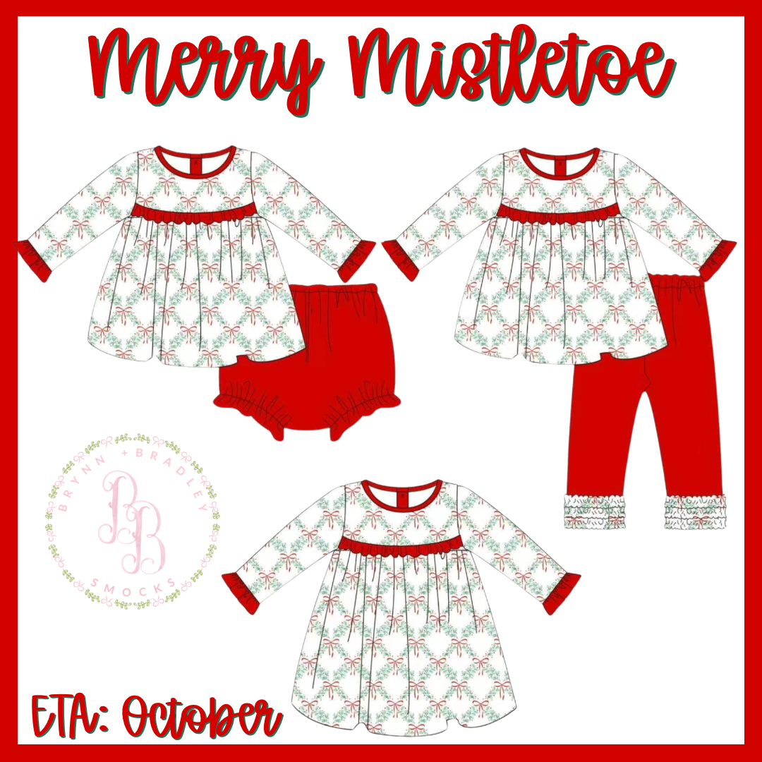 RTS: Merry Mistletoe Girl Pants Set