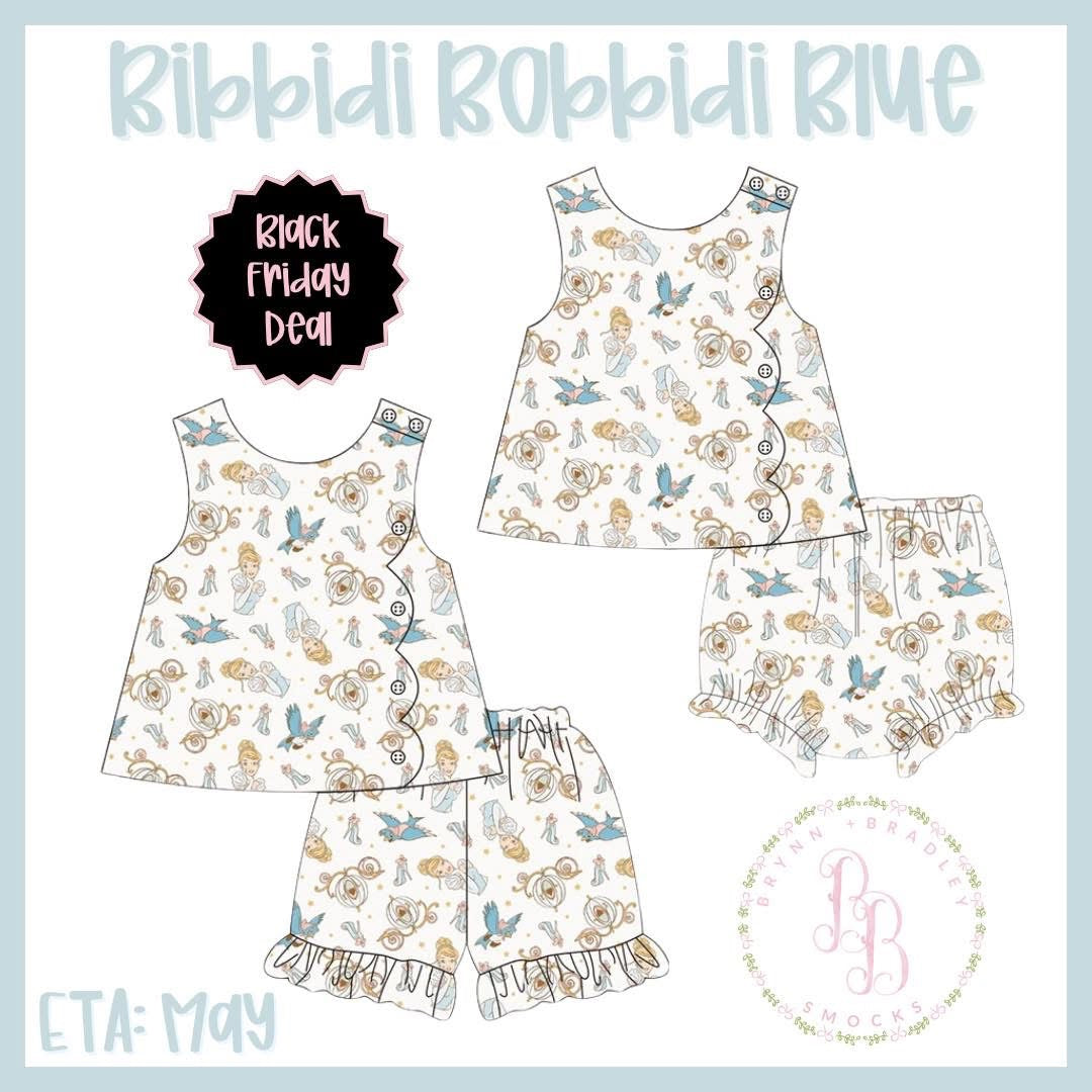 RTS: Girl’s Bibbidi Bobbidi Blue Diaper Set