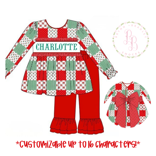 PO30: Patchwork Name Smocks Girl Pants Set- ETA: October