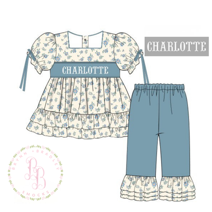 PO28: Bluebell Blooms Girl Pants Set