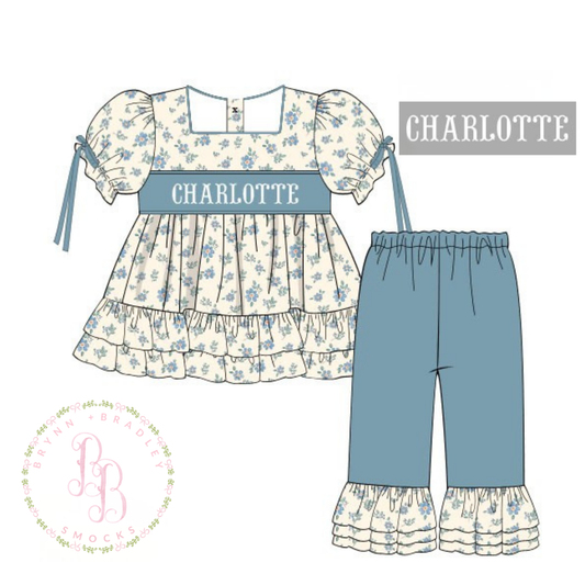 PO28: Bluebell Blooms Girl Pants Set