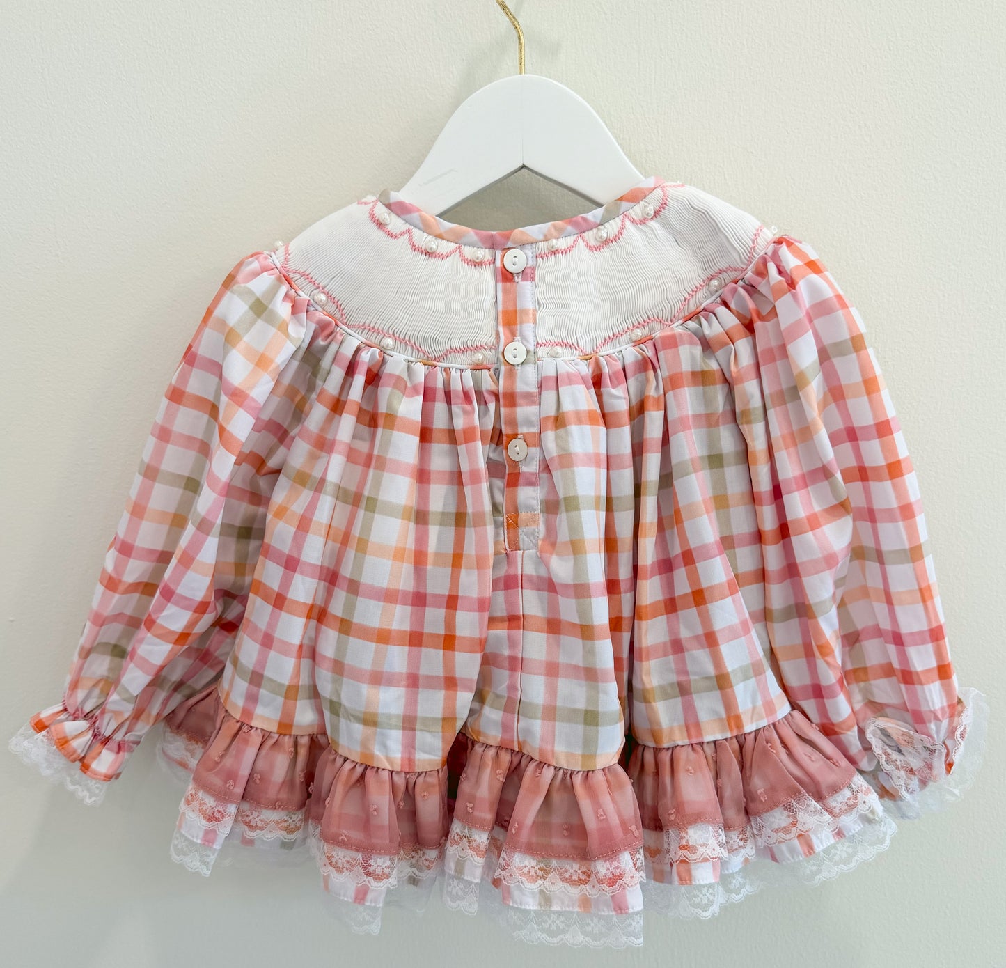 RTS: Plaid Smocked Turkeys Girl Diaper Set + Dress