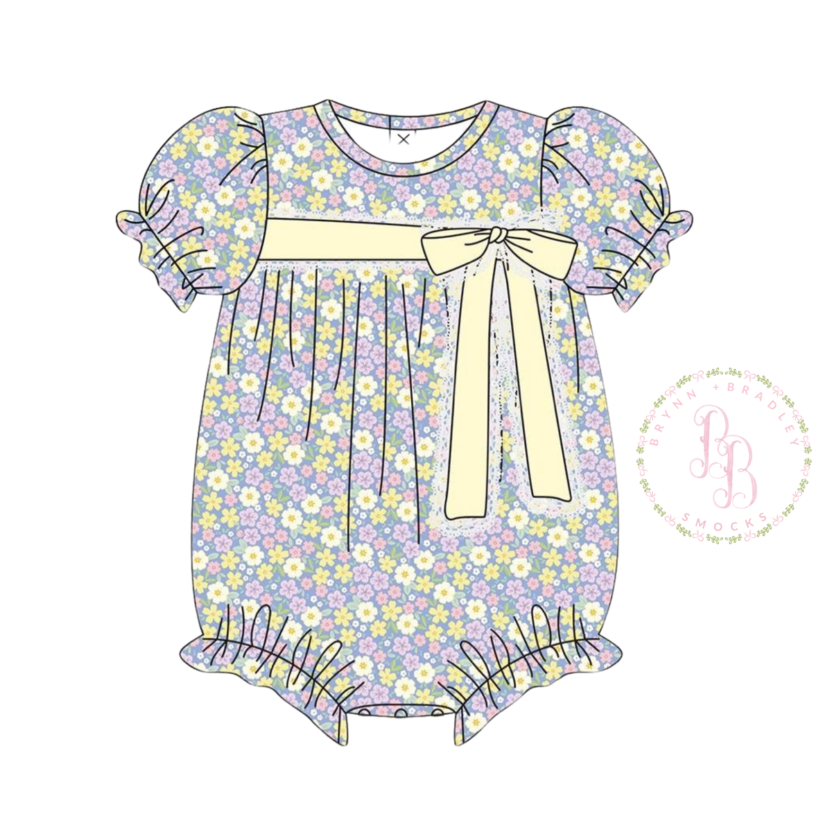 RTS: Purple Floral + Stripes Girl Bubble