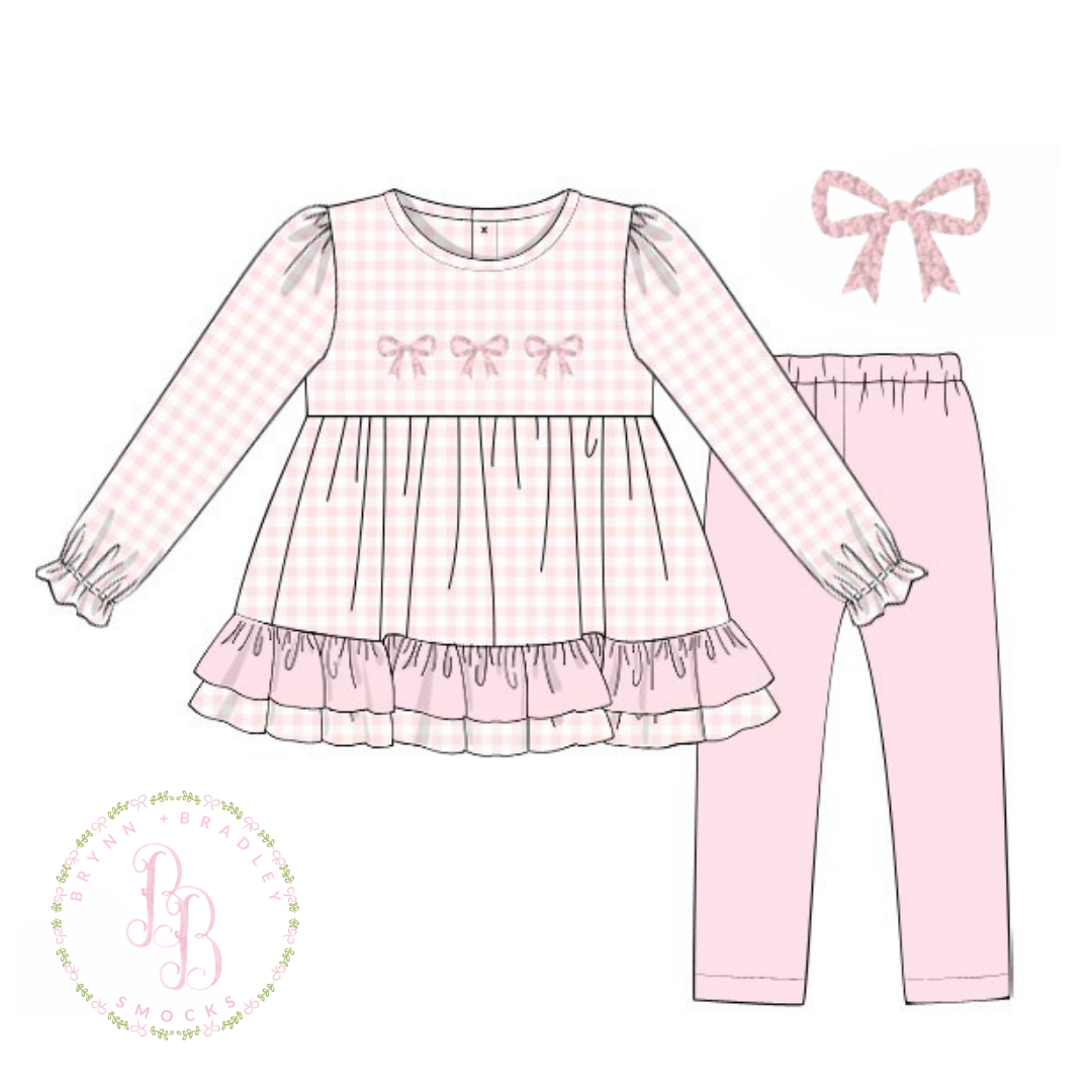 PO31: French Knot Bows Girl Pants Set- ETA: December