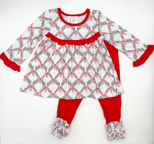 RTS: Merry Mistletoe Girl Pants Set