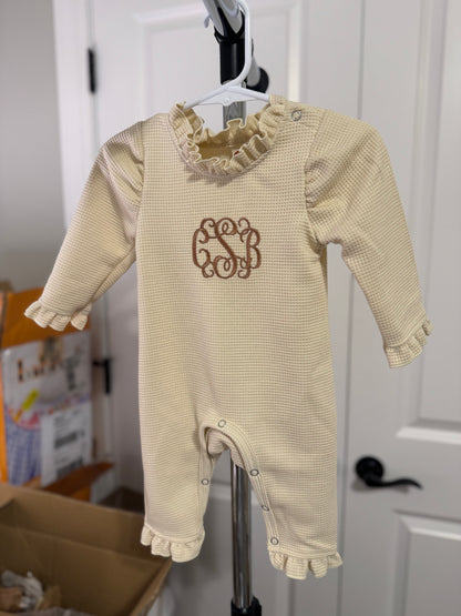 RTS: Waffle Knit Ruffled Romper