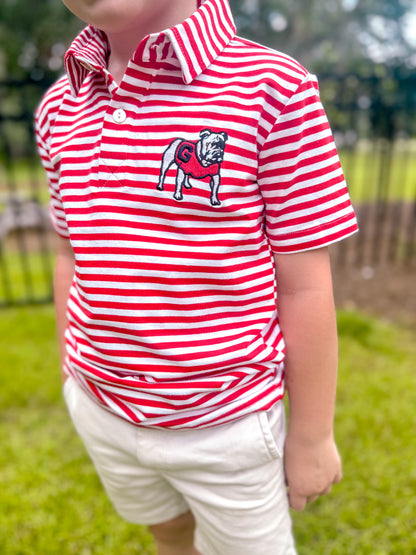 Boy’s Bulldog Striped Polo Shirt