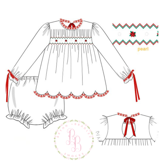 PO29: Poinsettias + Pearls Girl Diaper Set