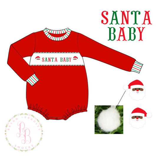 PO29: Brown Santa Name Smocks Boy Bubble