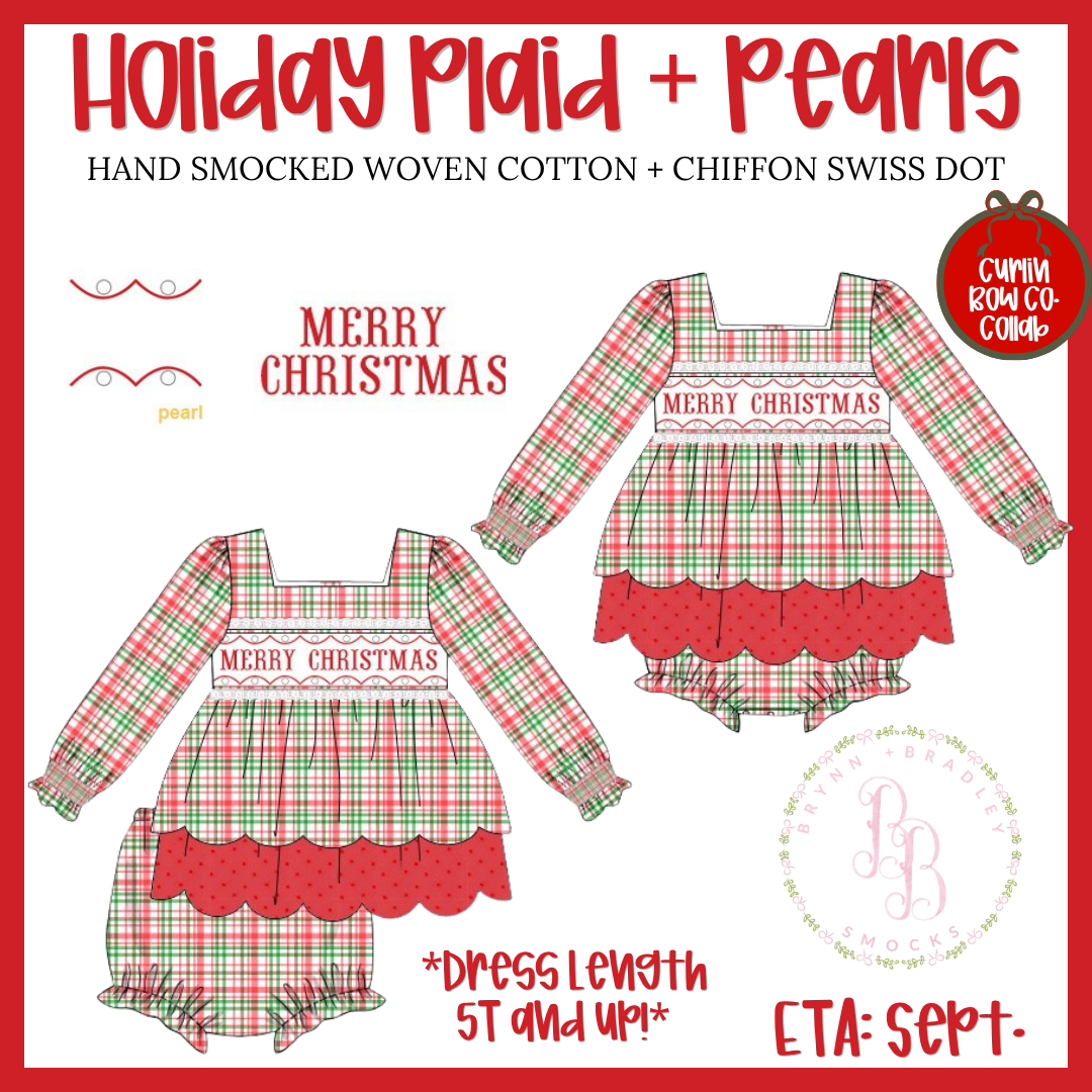 PO29: Holiday Plaid + Pearls Girl Skirted Bubble