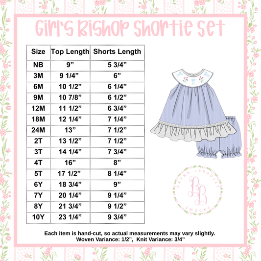 Girl Bishop Top/Shortie Shorts Set