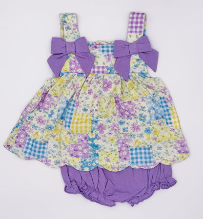 RTS: Purple Patchwork Girl Diaper Set