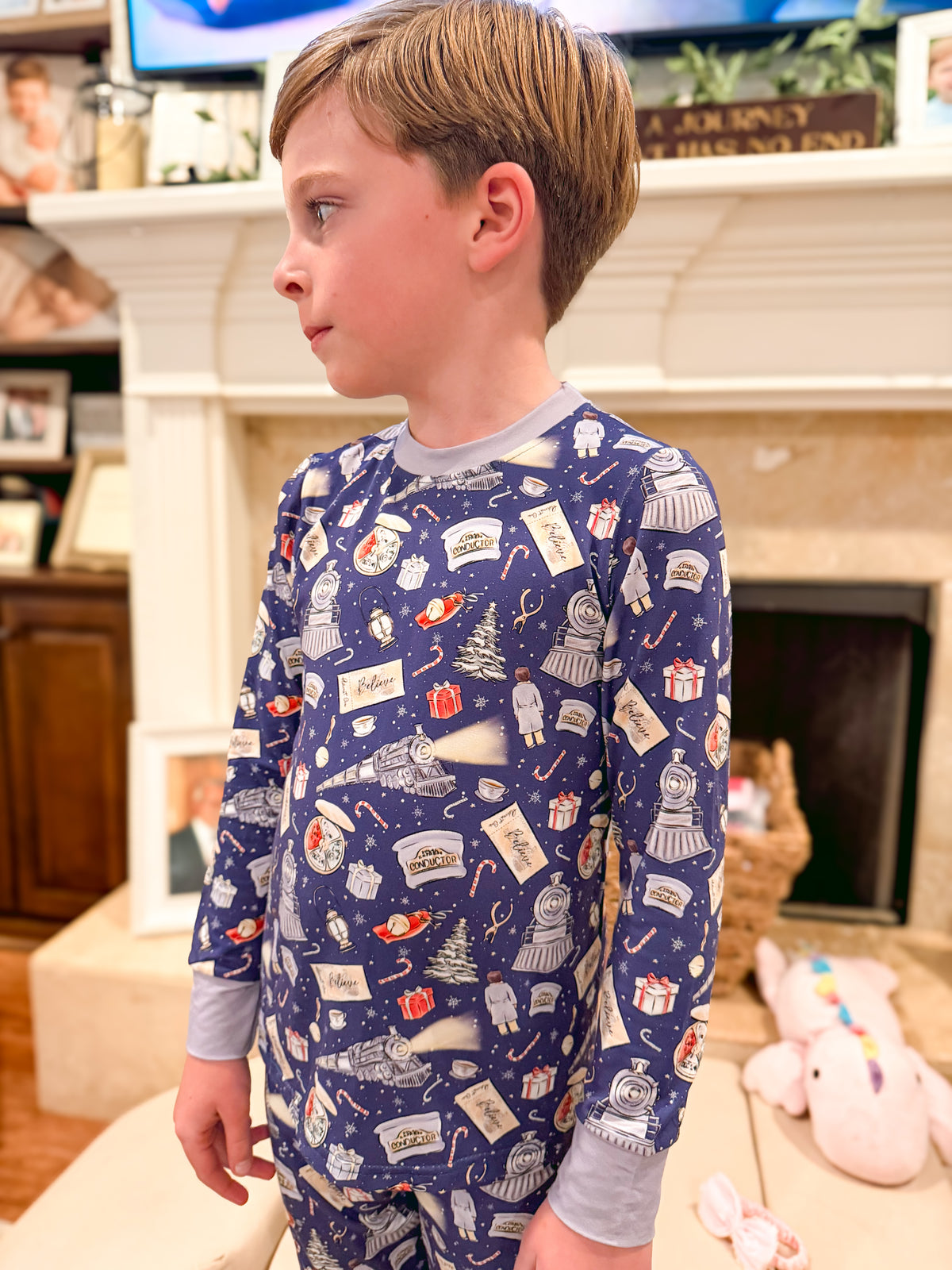 RTS: All Aboard the Express Bamboo Long Sleeve Pants Set