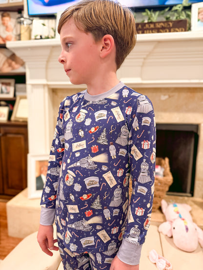 RTS: All Aboard the Express Bamboo Long Sleeve Pants Set