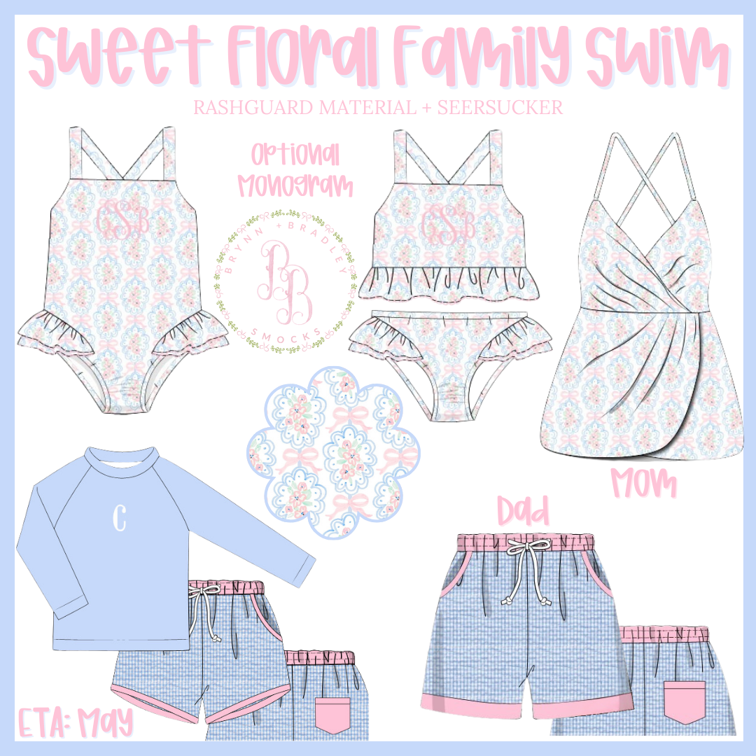 RTS: Sweet Floral Family Swim Girl 2 Pc. Swimsuit