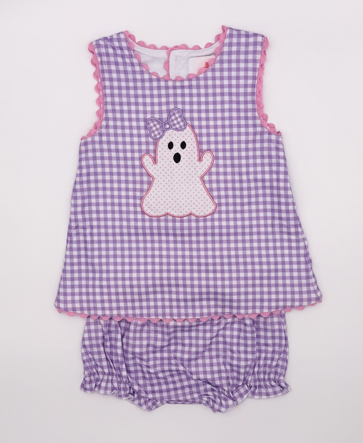 RTS: Gingham Ghosts Girl Diaper Set