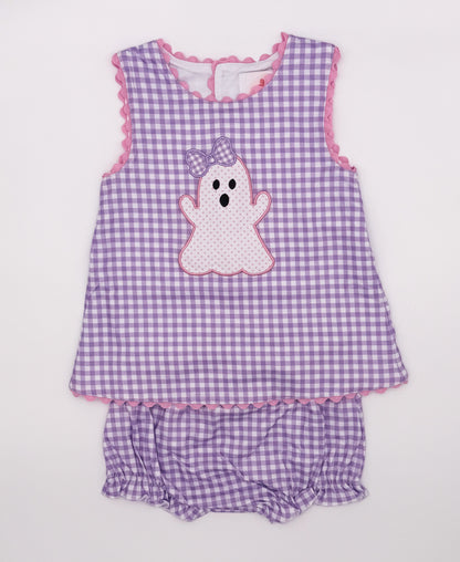 RTS: Gingham Ghosts Girl Diaper Set