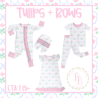 RTS: Tulips + Bows Bamboo Ruffle Zippy