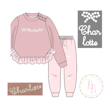 PO31: Pearl Bow Girl Sweater Joggers Set- ETA: December