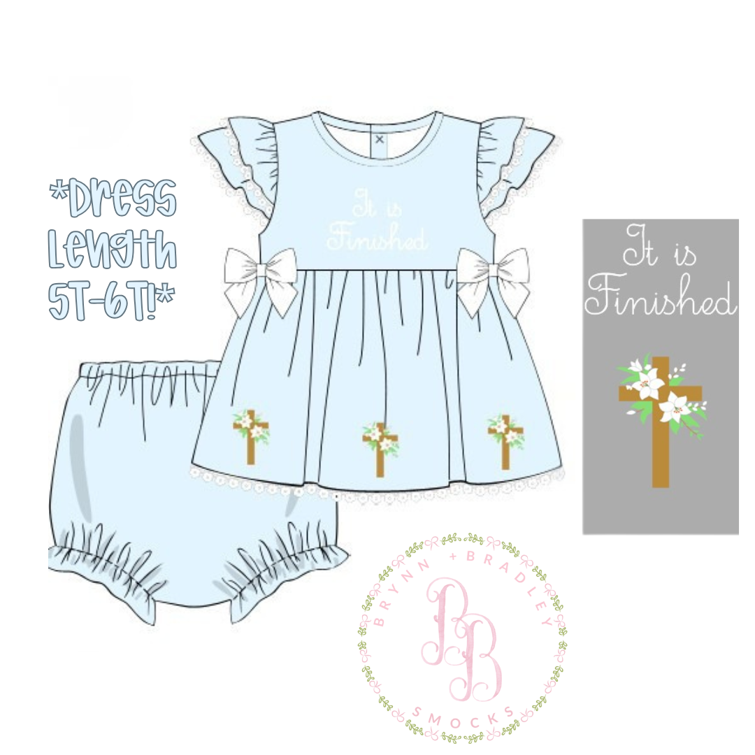 RTS: It Is Finished Girl Diaper Set **Dress Length 5T-6T!**