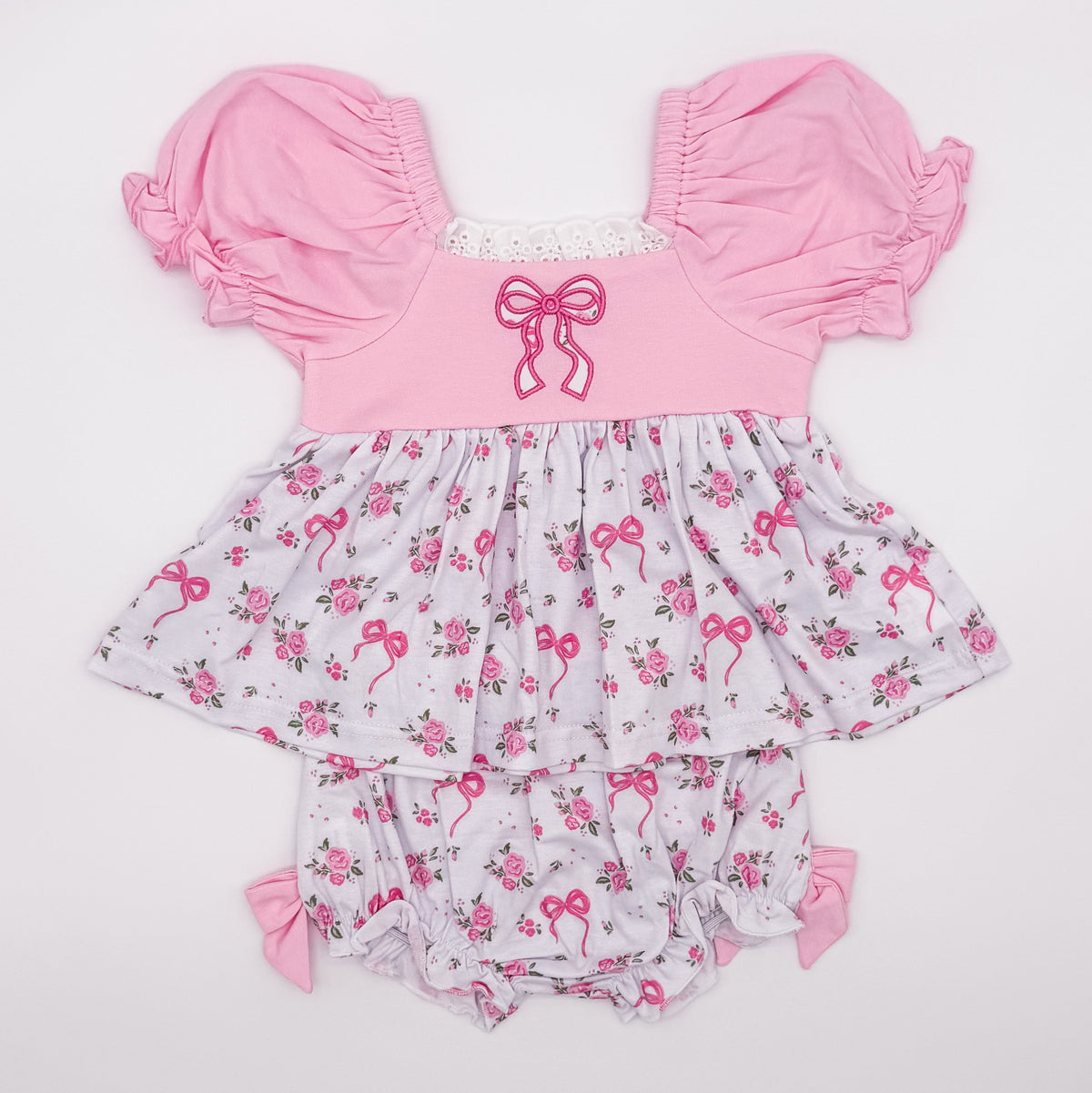 RTS: Roses + Bows Girl Diaper Set