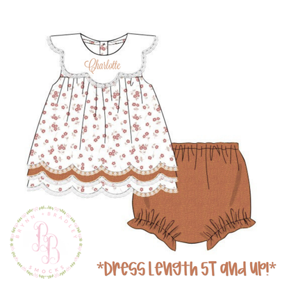 RTS: Scalloped Fall Floral Girl Diaper Set + Dress