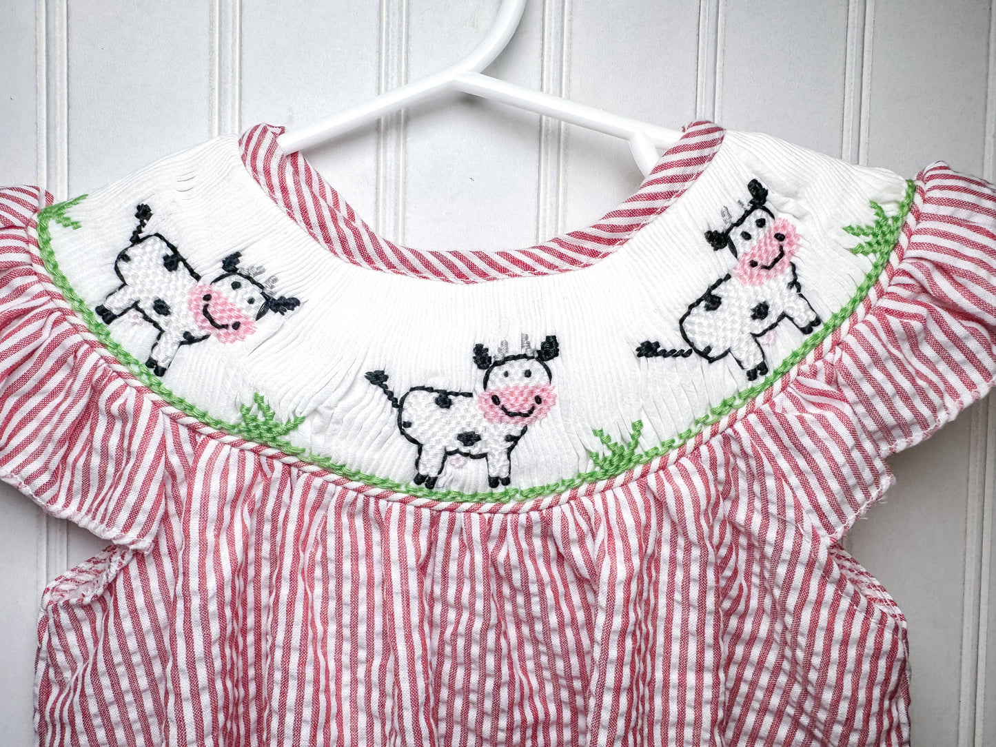 Girl’s Cow Smocked Bubble