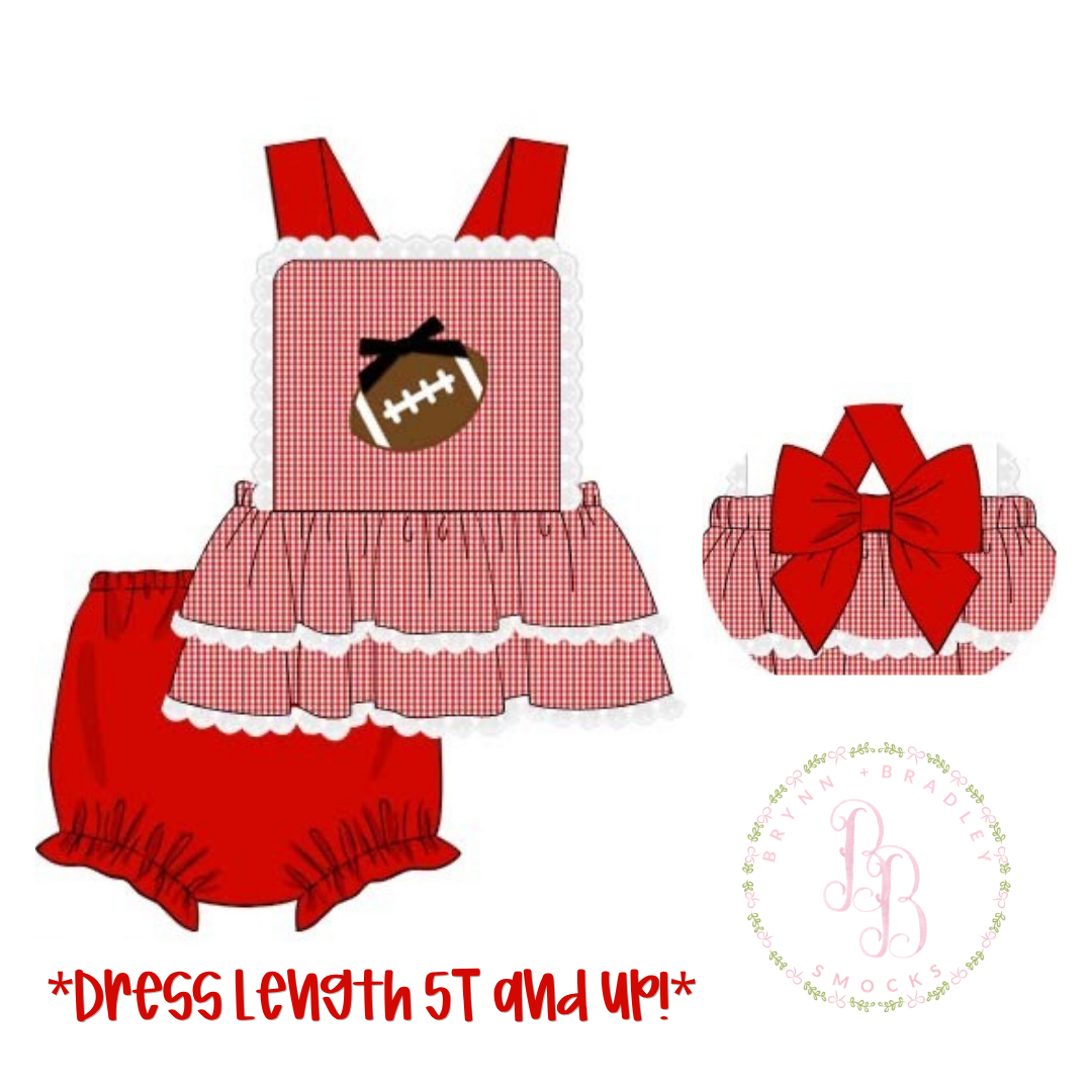 PO28: Gingham Gameday Red Girl Diaper Set + Dress
