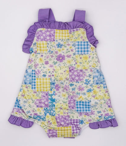 RTS: Purple Patchwork Girl Sunsuit