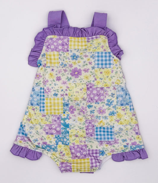 RTS: Purple Patchwork Girl Sunsuit