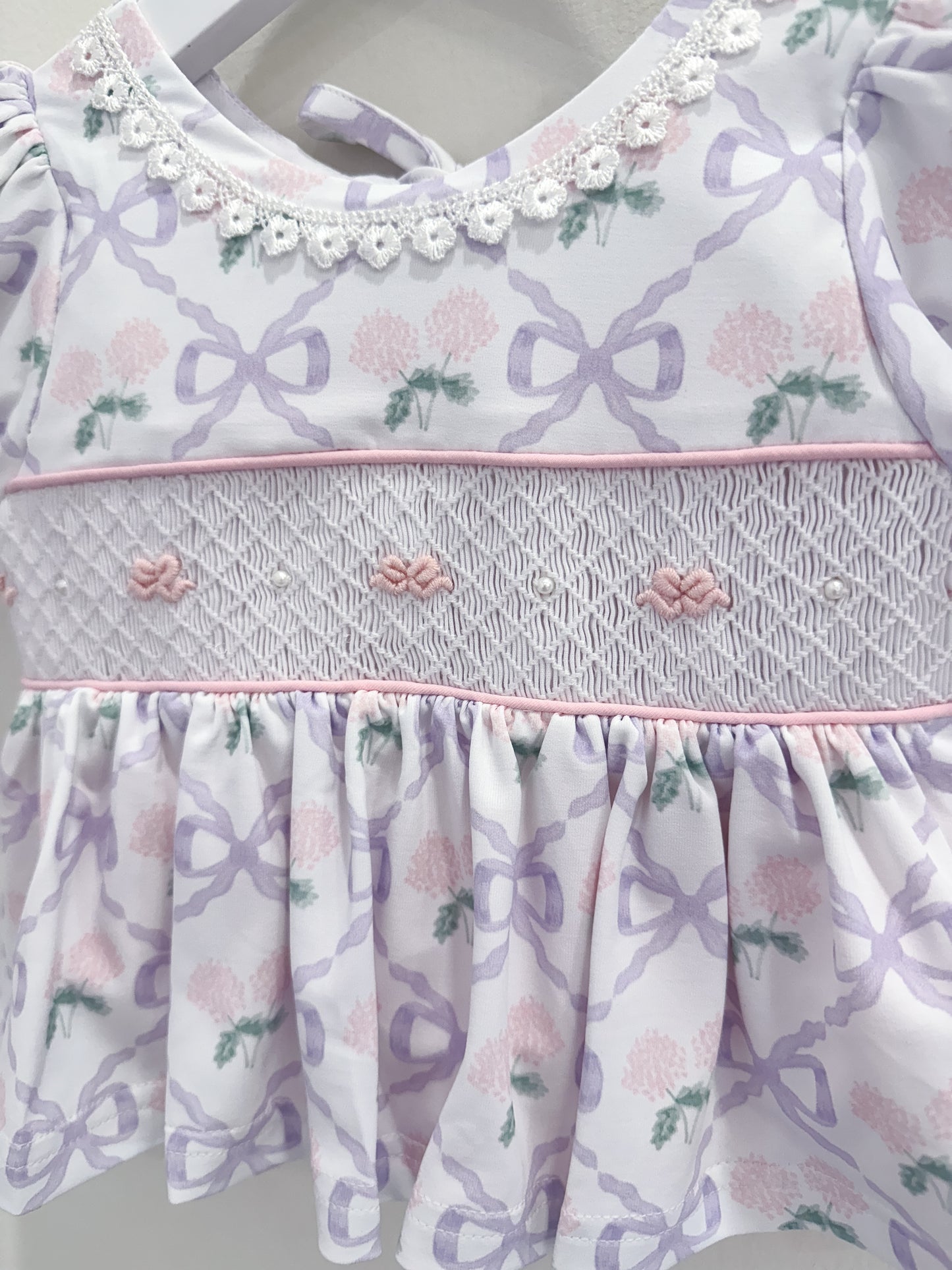 RTS: Hydrangeas + Bows Girl Leggings Set