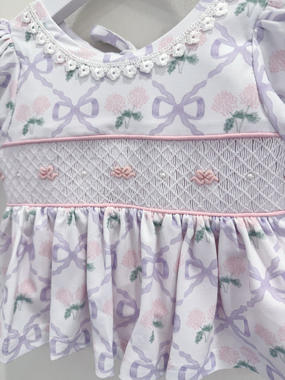 RTS: Hydrangeas + Bows Girl Leggings Set