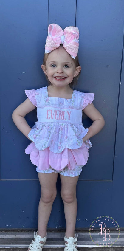 RTS: Emersyn’s Floral “Mama’s Girl” Girl Diaper Set + Dress