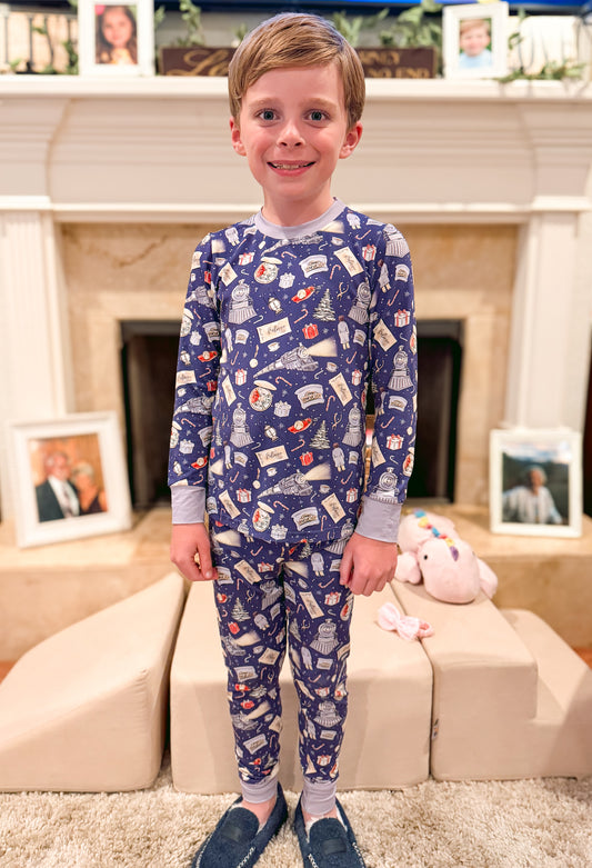 RTS: All Aboard the Express Bamboo Long Sleeve Pants Set