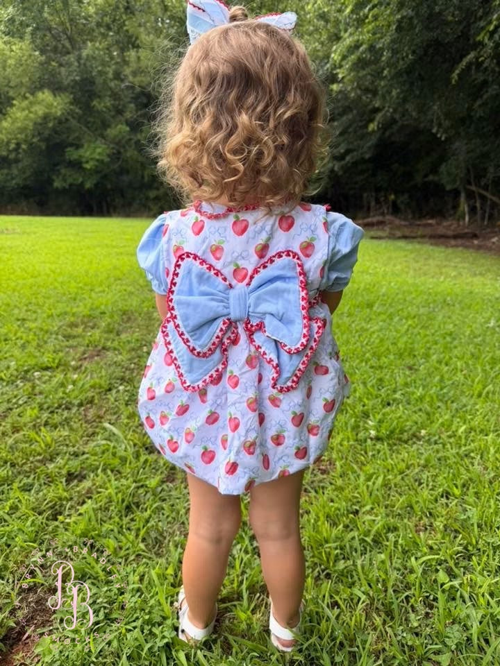RTS: Apples + Bows Girl Diaper Set + Dress