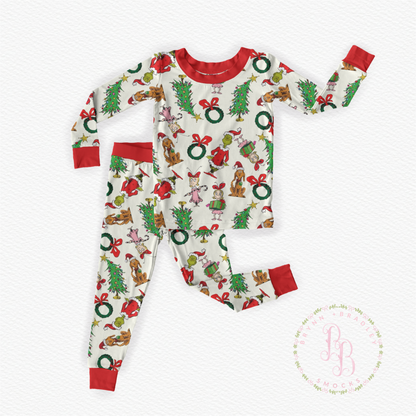 RTS: Merry Mischief Bamboo Long Sleeve Pants Set