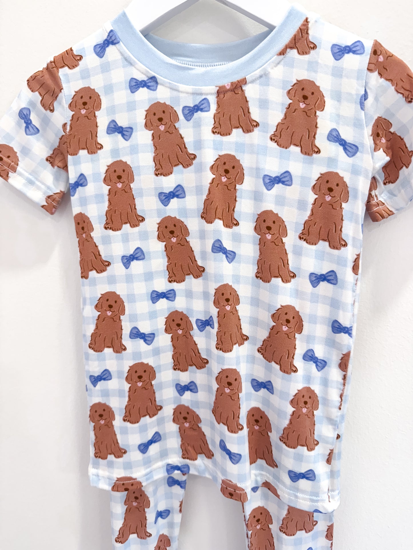 RTS: Blue Doodles Bamboo Short Sleeve Pants Set