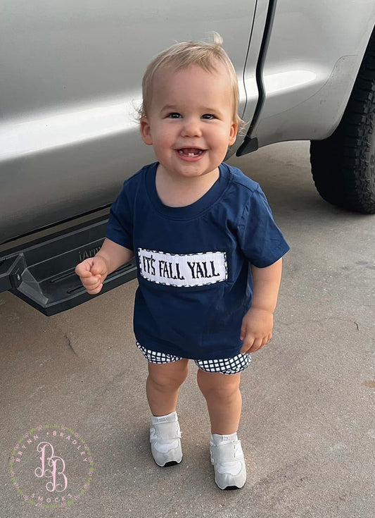 PO28: Navy Bows + Blooms Boy Shorts Set